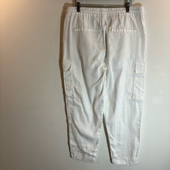 ZARA Sz  M Linen Cotton Blend Cargo Style Multiple Pockets Trousers Pants - Picture 7 of 10